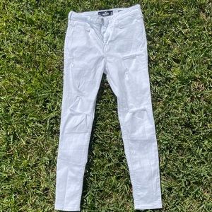 Hollister high-rise ripped white skinny jeans